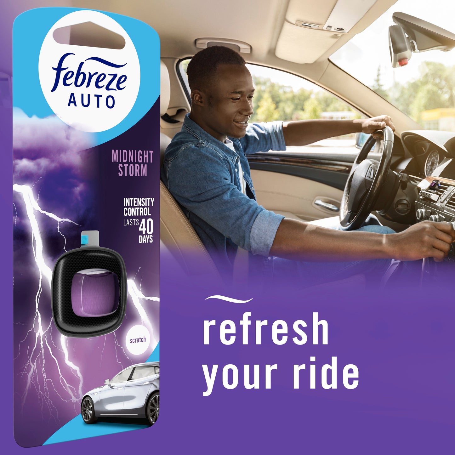 Febreze Auto Air Freshener Odor-Fighting Automotive Vent Clip - Midnight Storm Scent