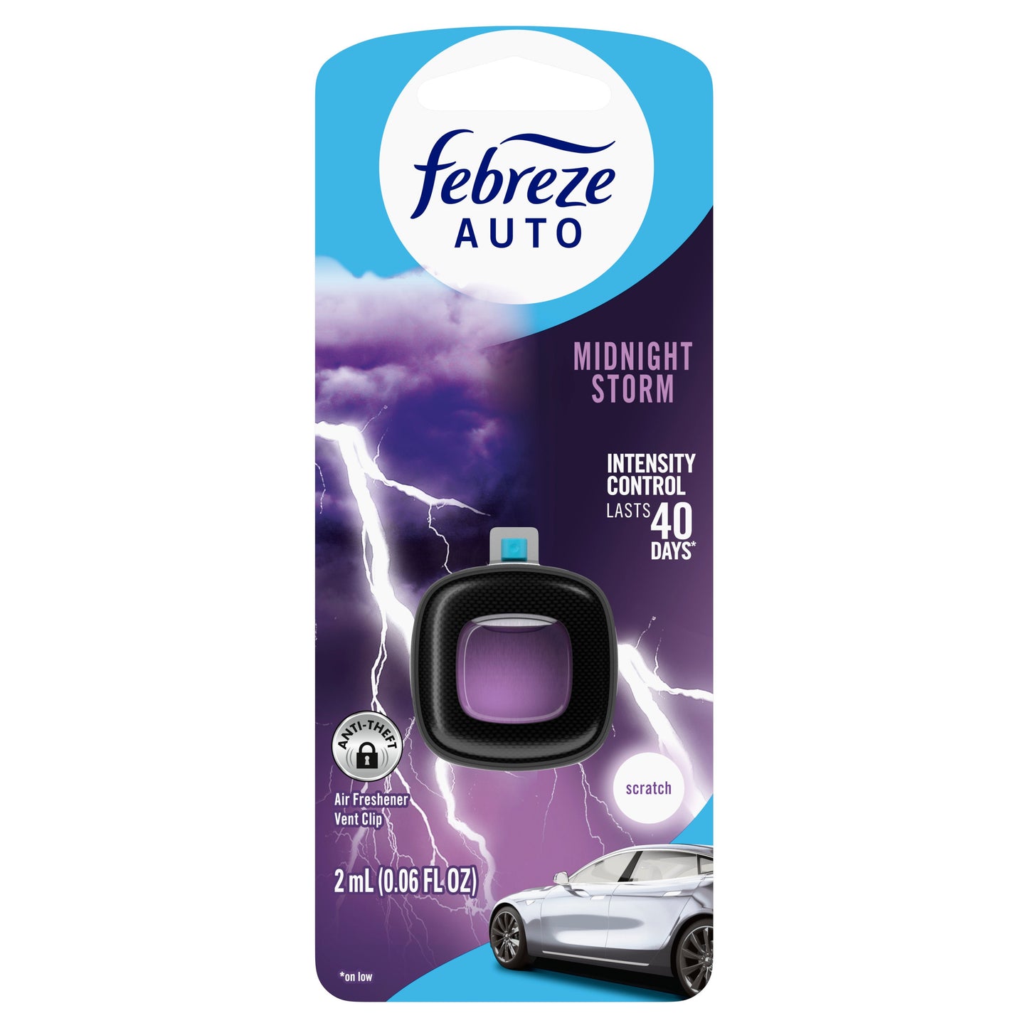 Febreze Auto Air Freshener Odor-Fighting Automotive Vent Clip - Midnight Storm Scent