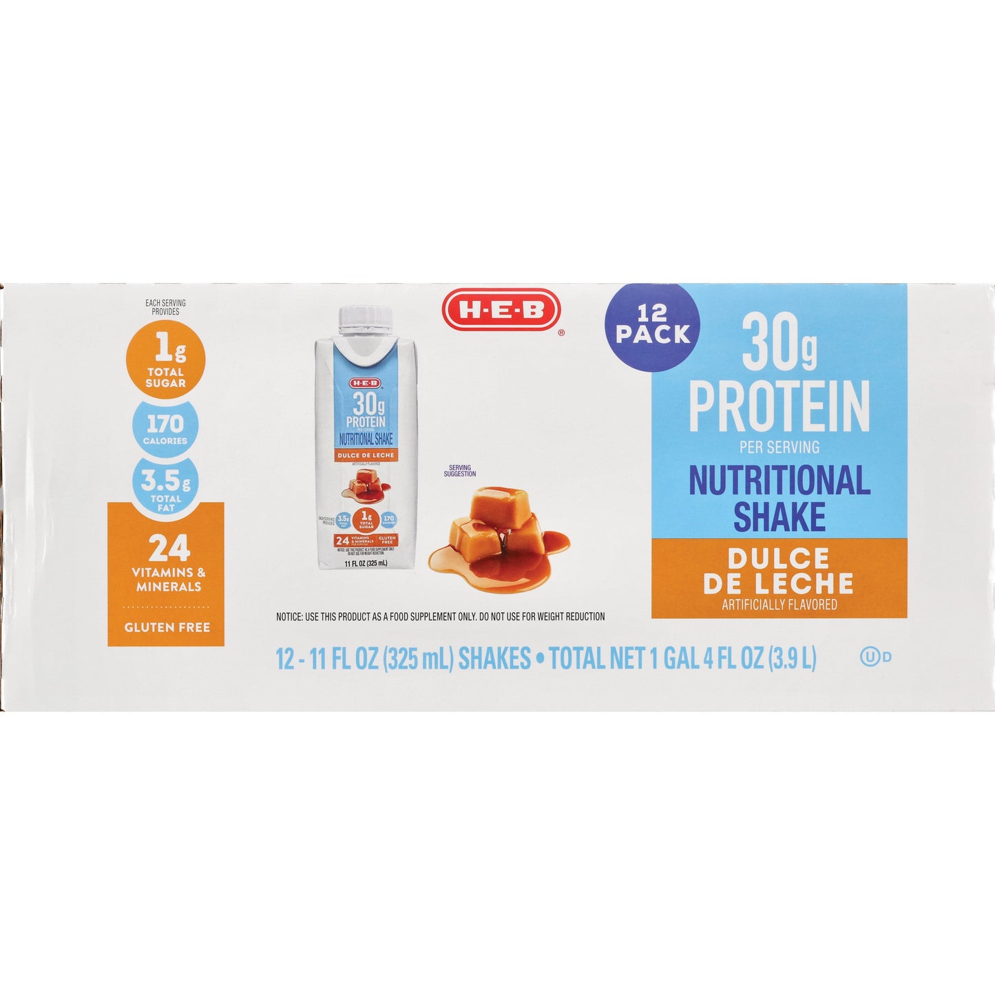 H-E-B 30g Protein Nutritional Shakes 12 pk Bottles - Dulce de Leche