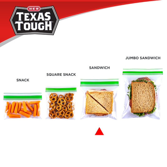 H-E-B Texas Tough Double Zipper Sandwich Bags Lunch Prep Variety Pack