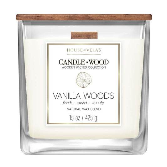 House of Velas Vanilla Woods Scented Wooden Wick Candle