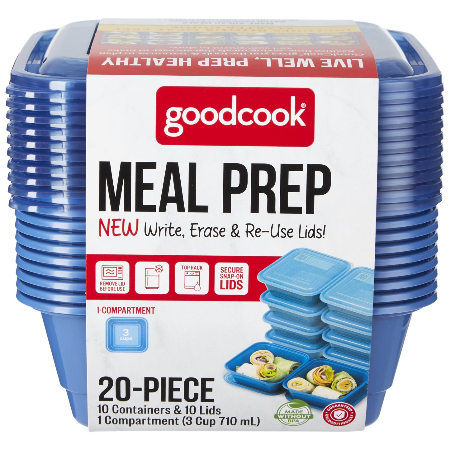 GoodCook Meal Prep Square Containers, 10 pk