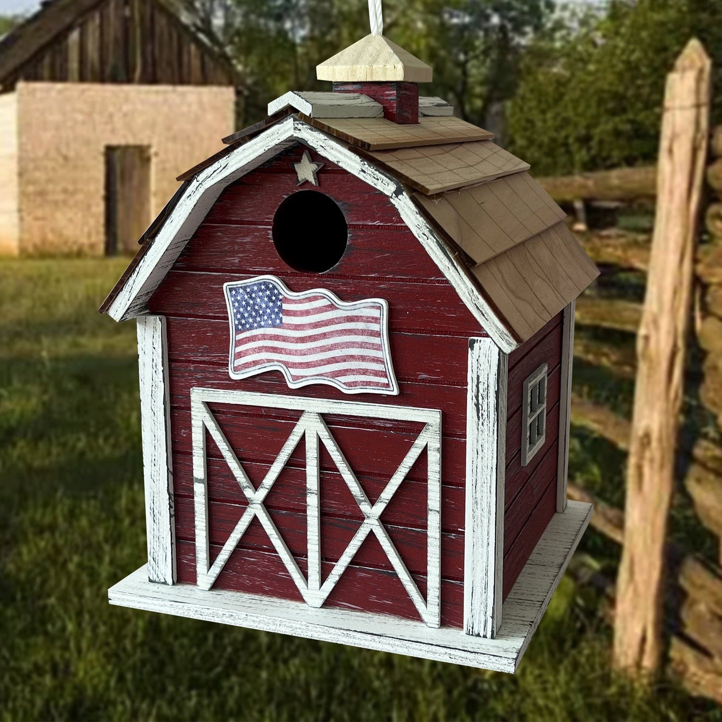 Home Bazaar Old Glory Barn Birdhouse
