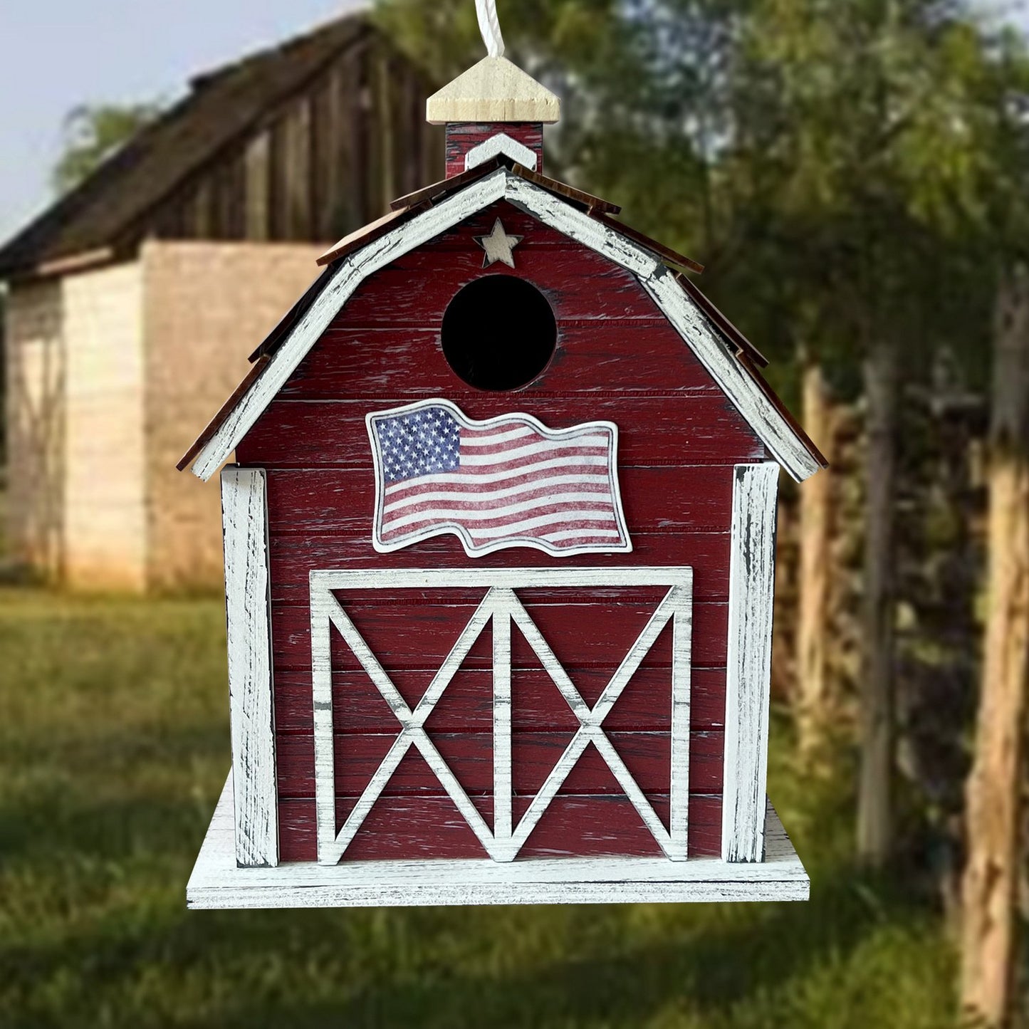 Home Bazaar Old Glory Barn Birdhouse