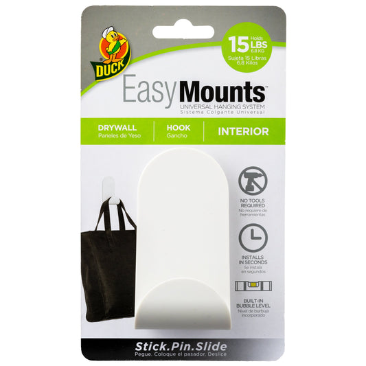 Duck EasyMounts Interior Drywall J-Hook - White
