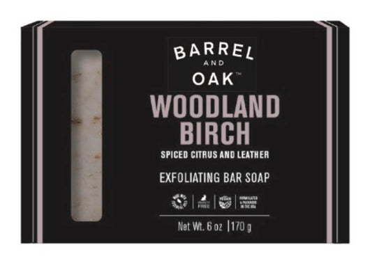 Barrel and Oak Woodland Birch Exfoliating Bar Soap - Spiced Citrus and Leather