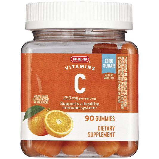 H-E-B Vitamins C 250 mg Zero Sugar Gummies - Orange