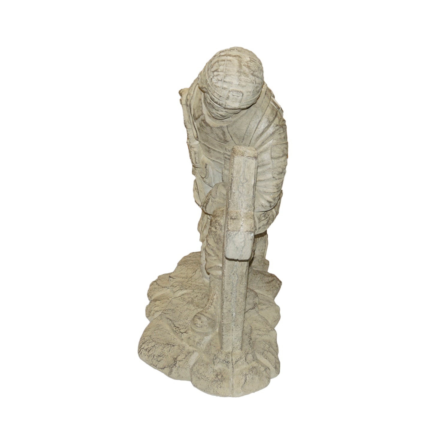 Athens Stonecasting Kneeling Soldier at Cross Concrete Statue