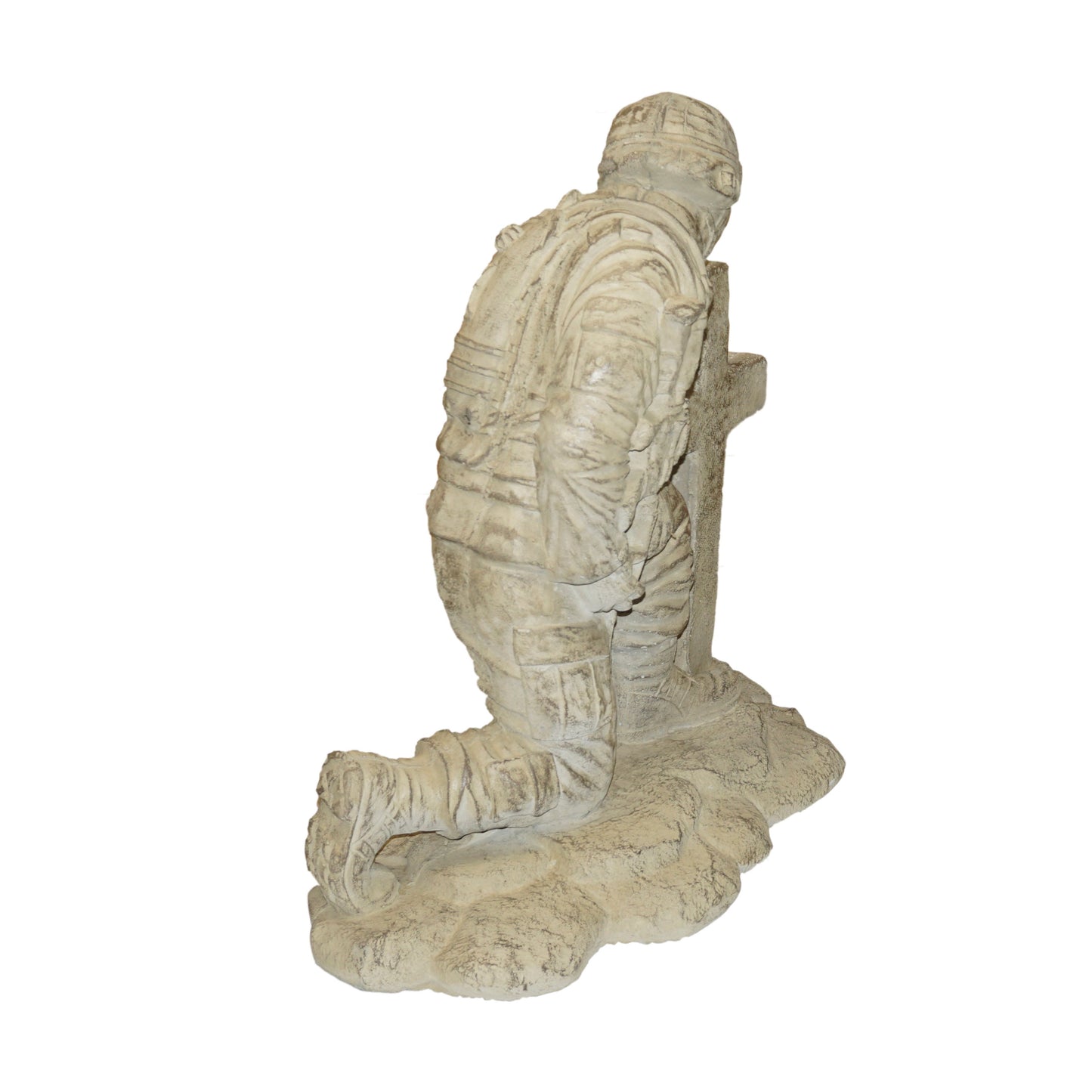 Athens Stonecasting Kneeling Soldier at Cross Concrete Statue