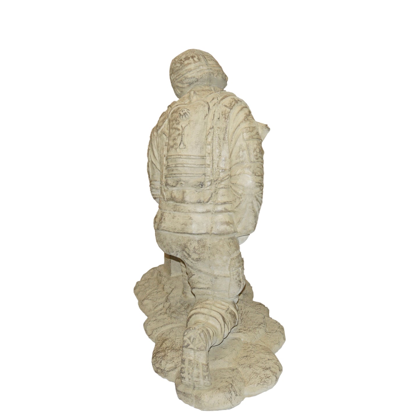 Athens Stonecasting Kneeling Soldier at Cross Concrete Statue