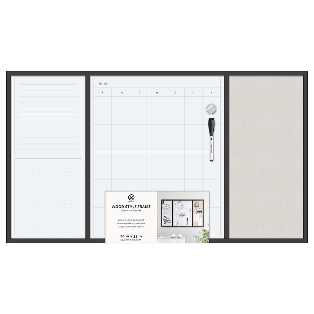 U Brands Wood Frame Dry Erase Command Center