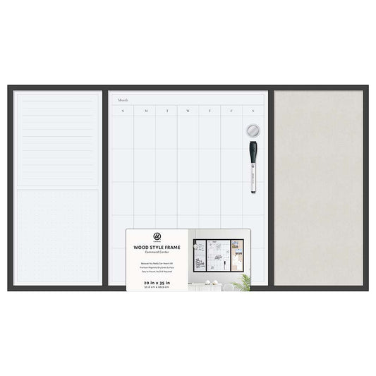 U Brands Wood Frame Dry Erase Command Center