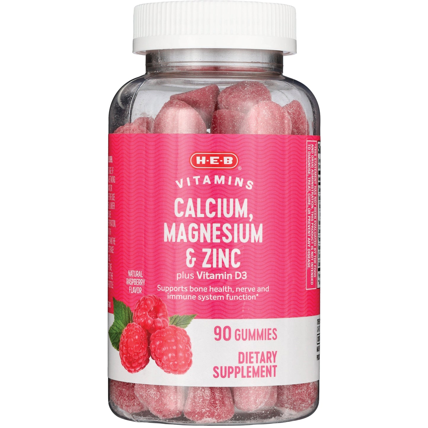 H-E-B Vitamins Calcium, Magnesium & Zinc + D3 Gummies - Raspberry