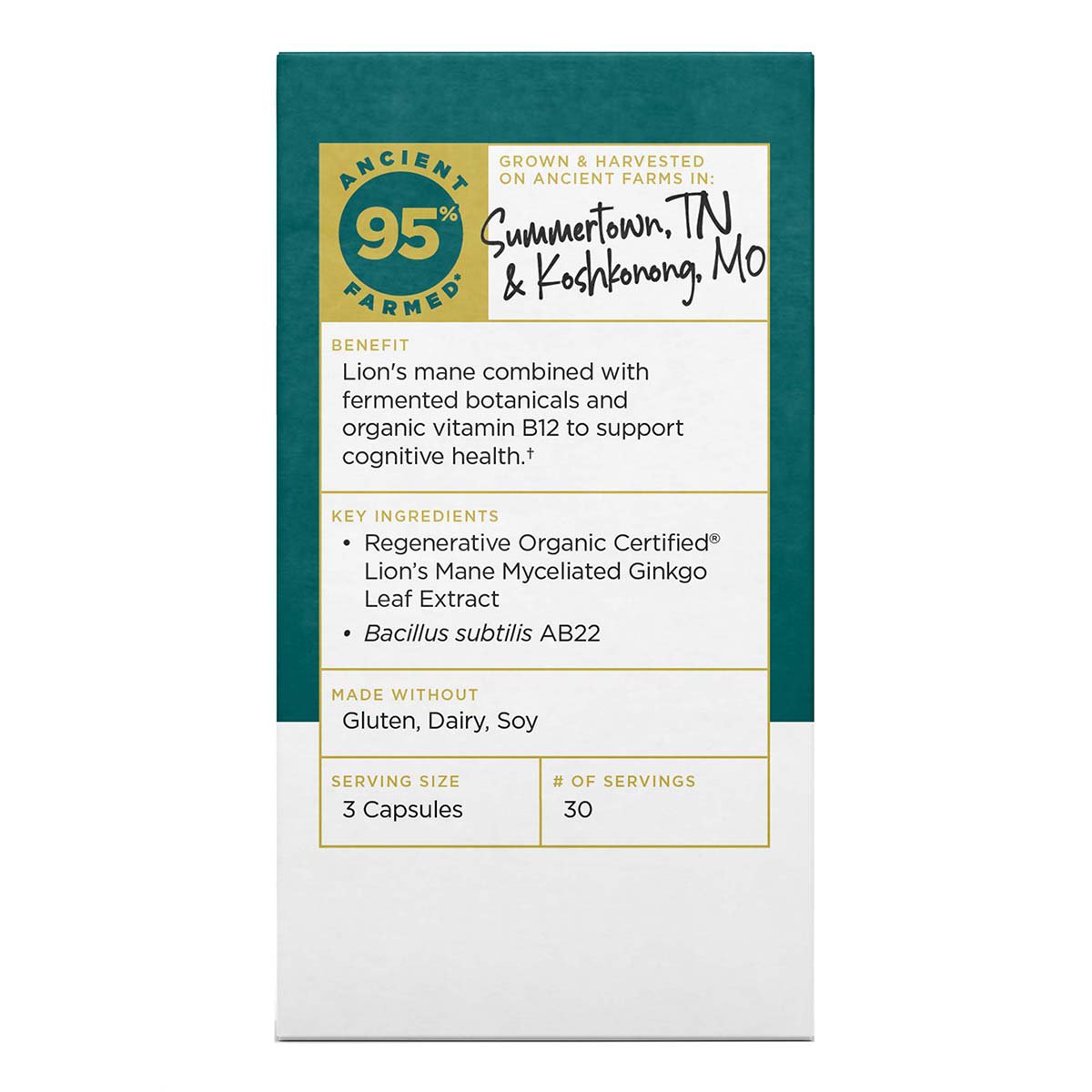 Ancient Nutrition Regenerative Organic Focused Brain Capsules