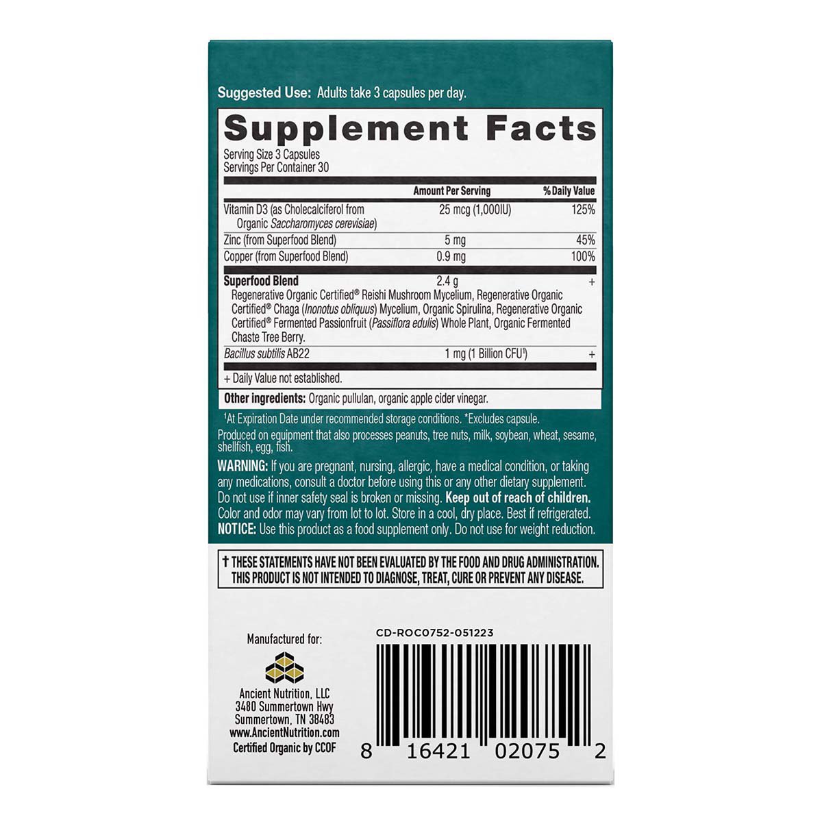 Ancient Nutrition Regenerative Organic Women's Hormones Supplement Capsules