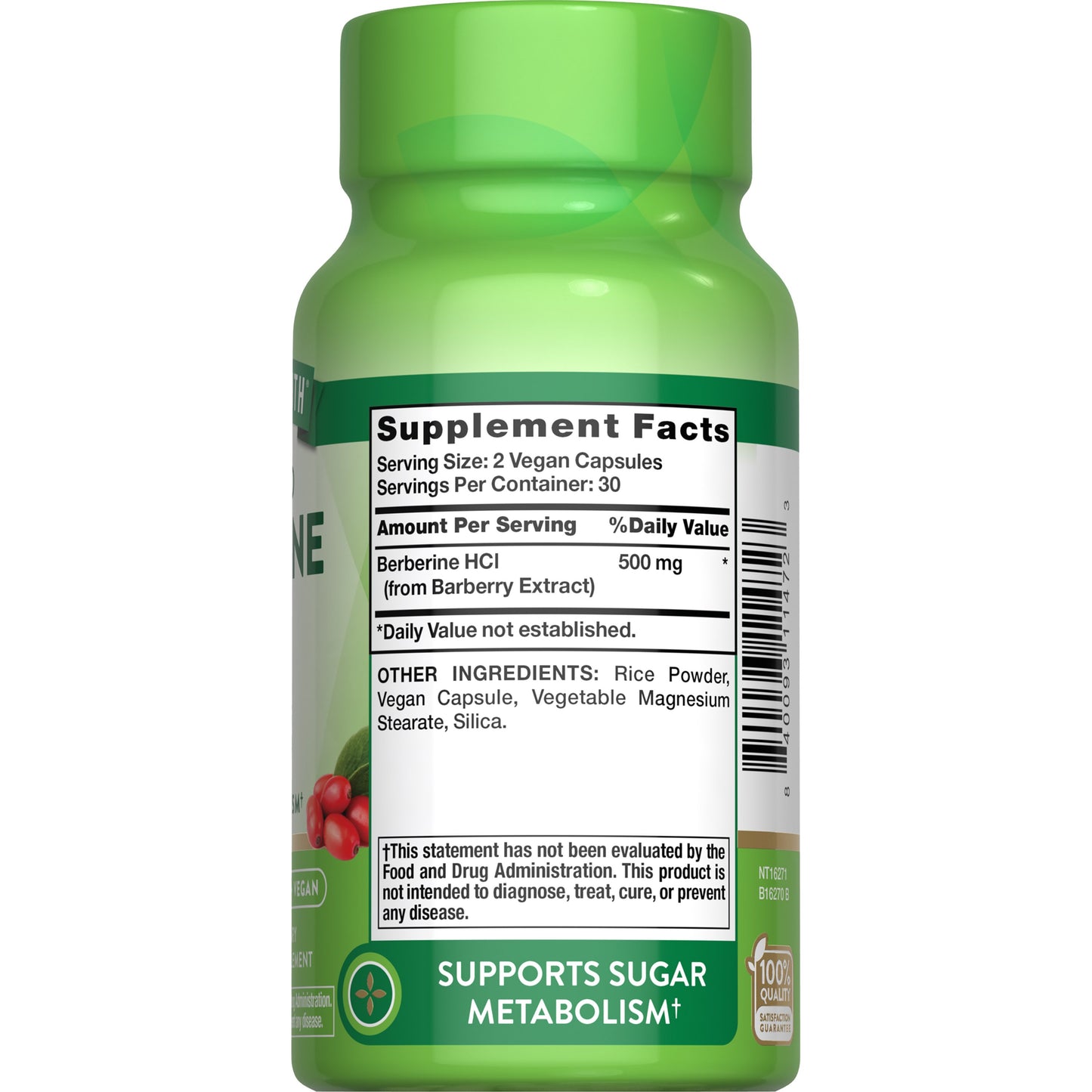 Nature's Truth Advanced Berberine HCI 500mg Capsules