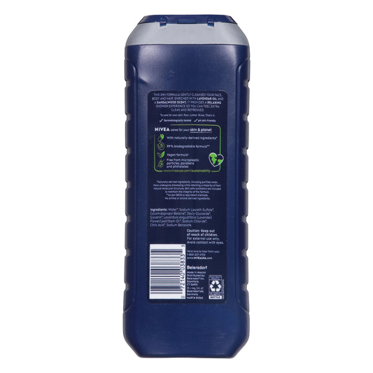 NIVEA Men Relax 3-In-1 Body Wash - Sandalwood Scent + Lavender Oil