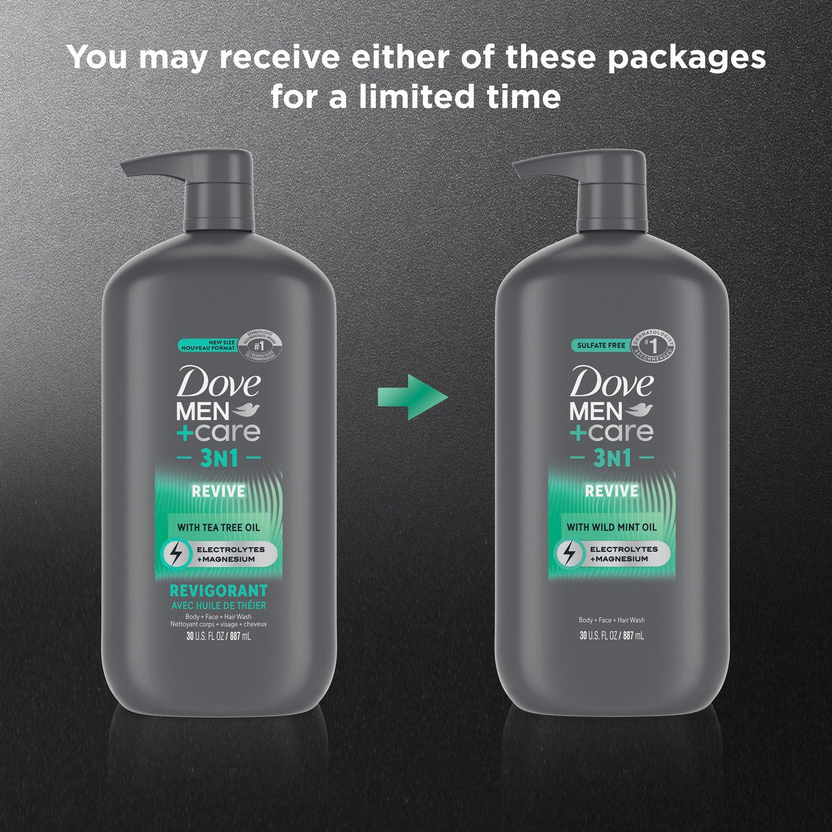 Dove Men+Care Revive 3-in-1 Body Wash - Wild Mint Oil