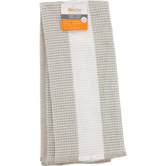 MU Kitchen Kitchen Towel - Waffle Stripe Khaki