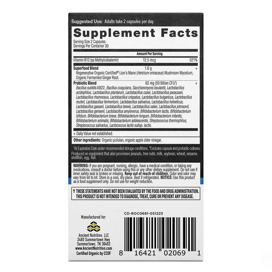 Ancient Nutrition Regenerative Organic Extra Strength Probiotics Capsules