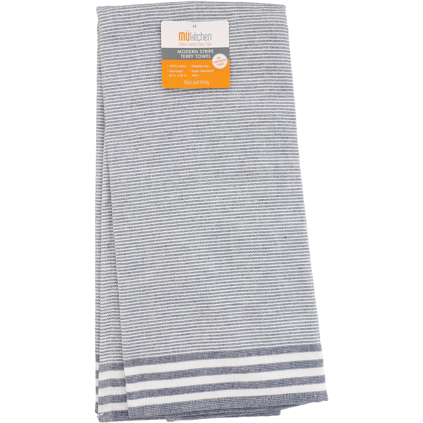 MU Kitchen Terry Kitchen Towel - Stripe Ink Blue
