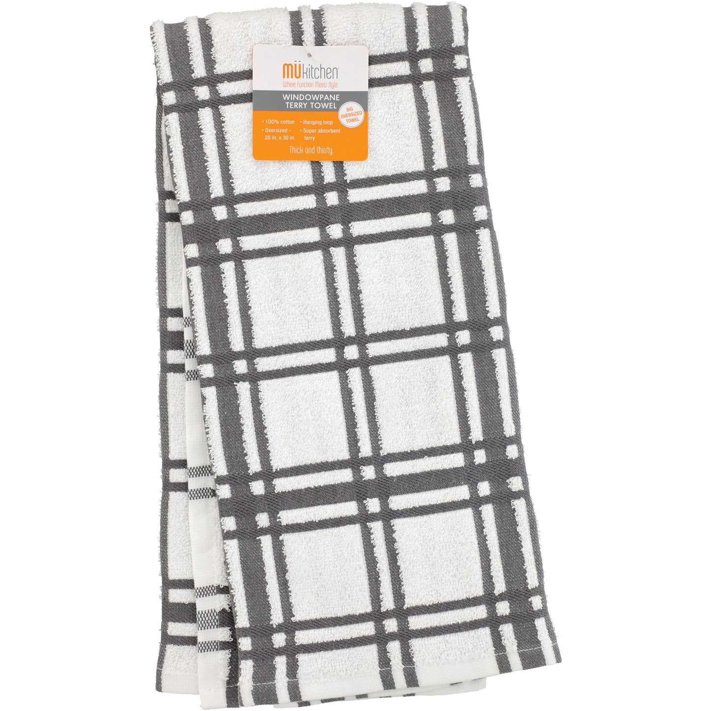 MU Kitchen Terry Kitchen Towel - Windowpane Stainless
