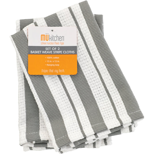 MU Kitchen Basket Weave Cloths - Stone, 2 Pk