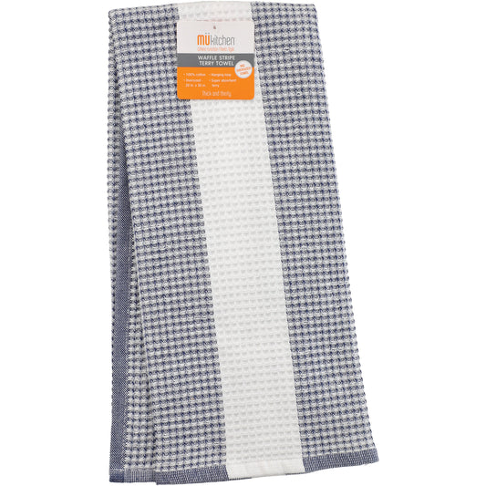 MU Kitchen Kitchen Towel - Waffle Stripe Ink Blue