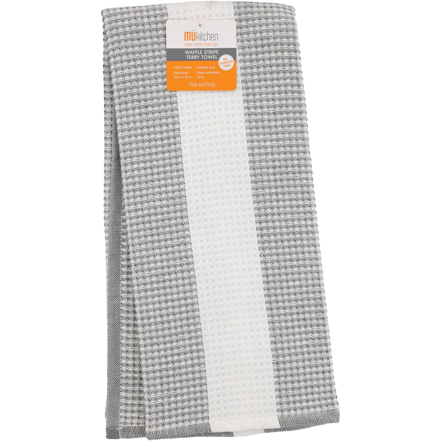 MU Kitchen Terry Kitchen Towel - Waffle Stripe Stainless