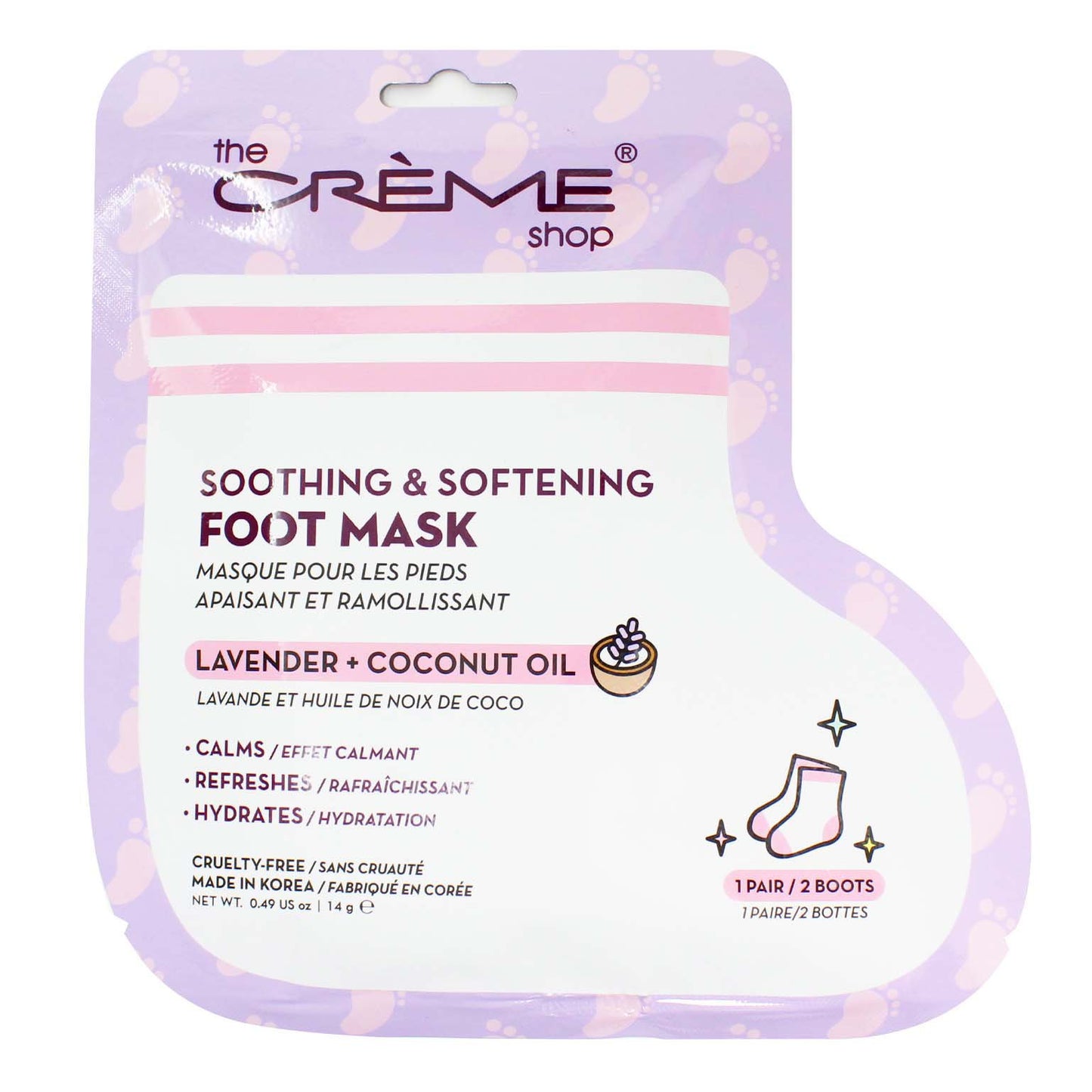 The Crème Shop Soothing & Softening Foot Mask - Lavender + Coconut Oil