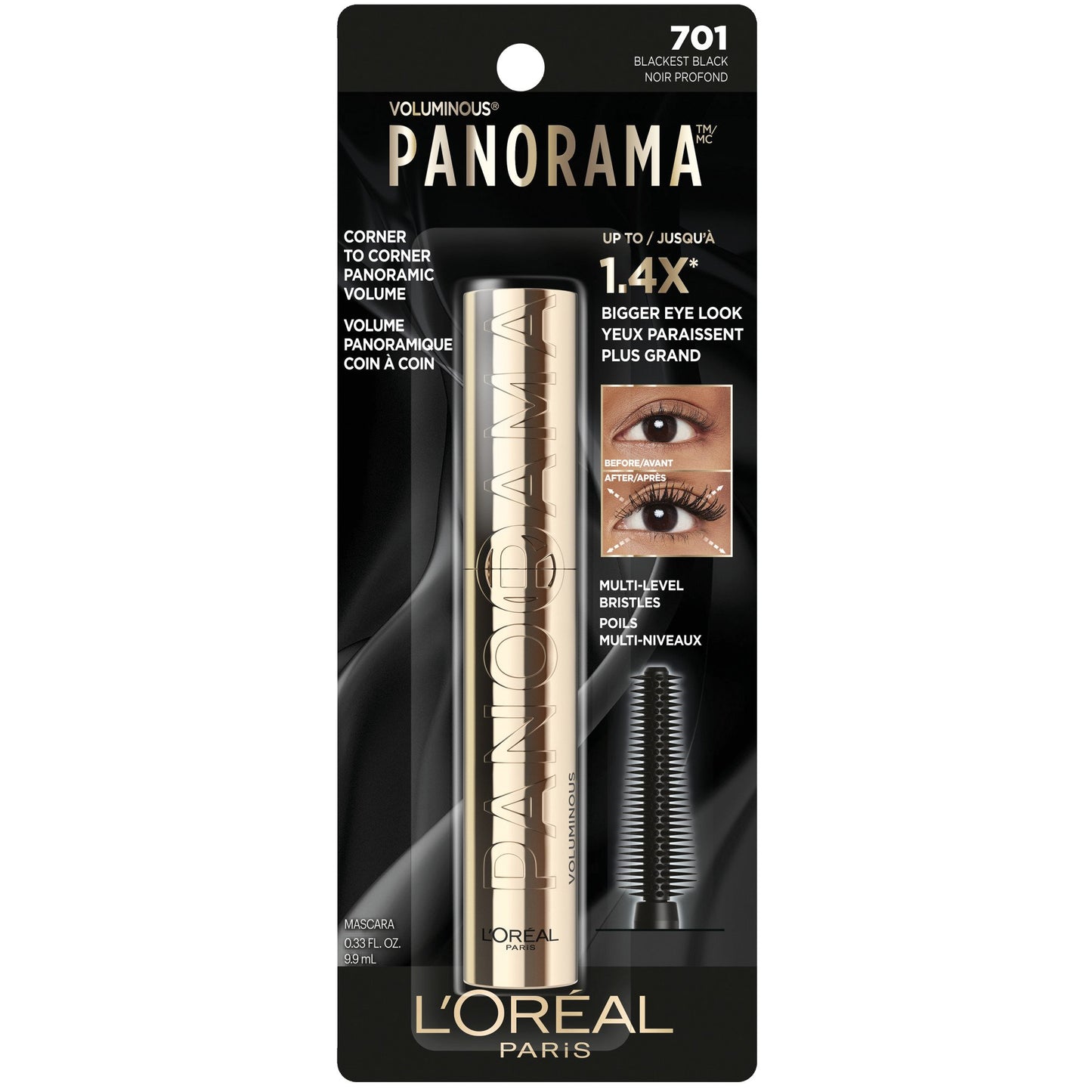 L'Oréal Paris Voluminous Panorama Mascara, Washable, Volumizing 
Blackest Black