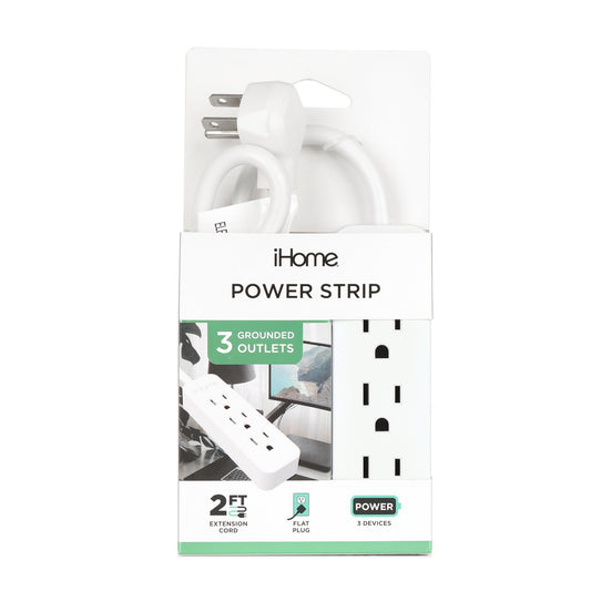 iHome 3-Outlet Power Strip - White