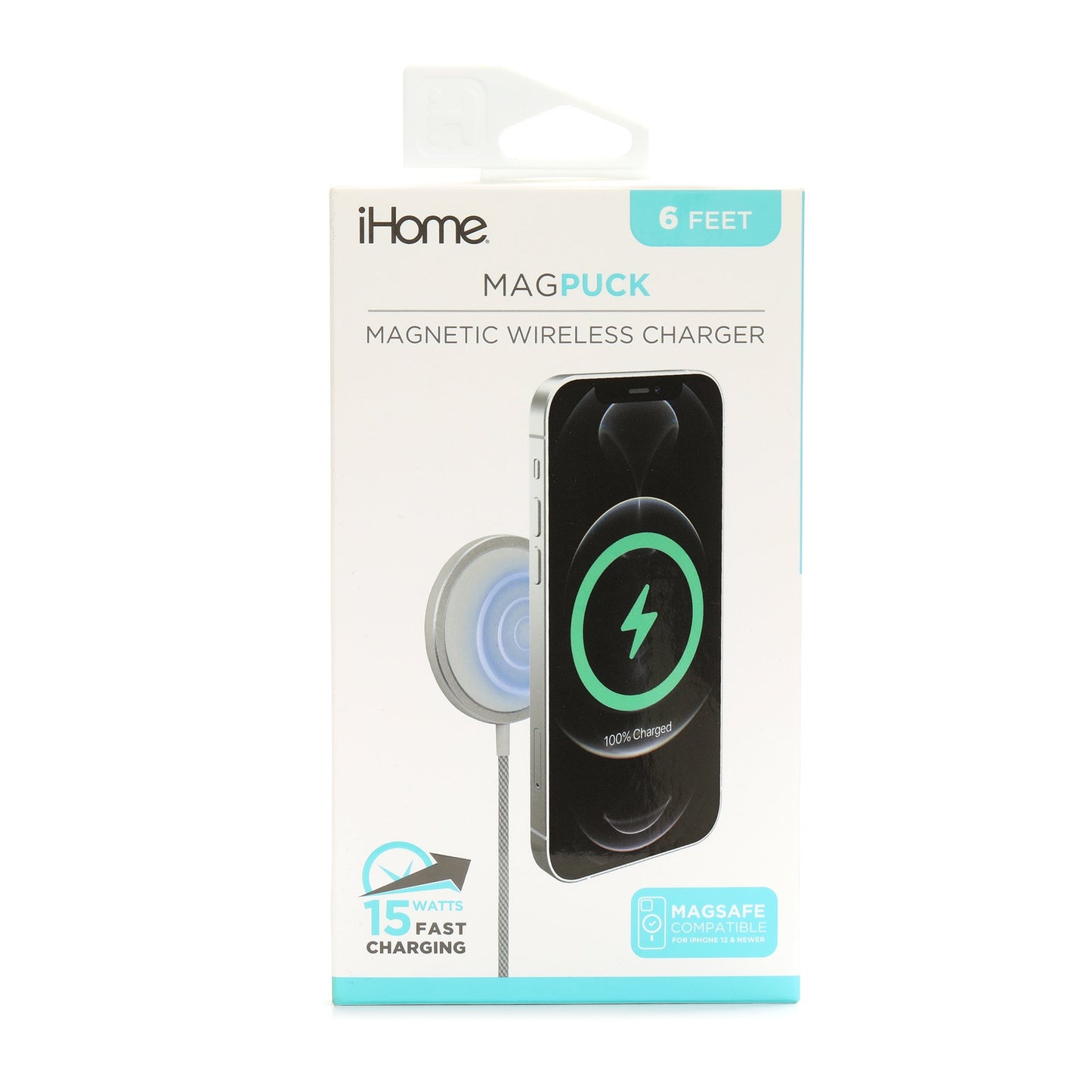 iHome MagPuck Magnetic Wireless Charger - White