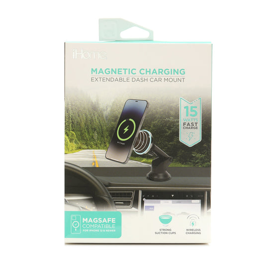 iHome Magnetic Charging Extendable Dash Car Mount - Black