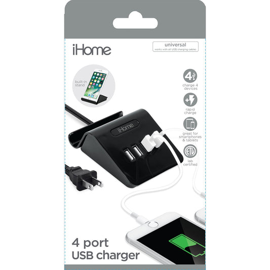 iHome 4-Port USB Charging Stand - Black