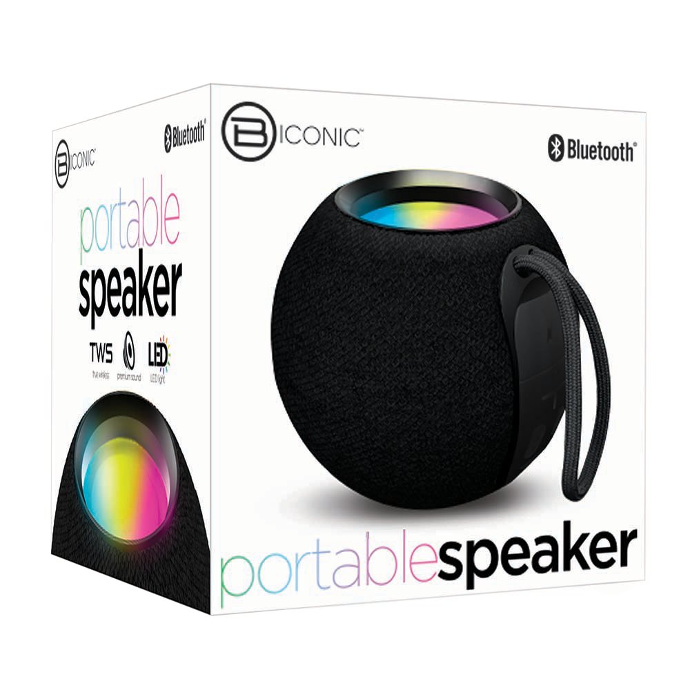 Biconic Round Bluetooth Portable Speaker - Black