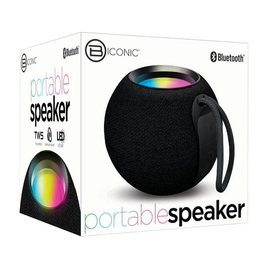Biconic Round Bluetooth Portable Speaker - Black
