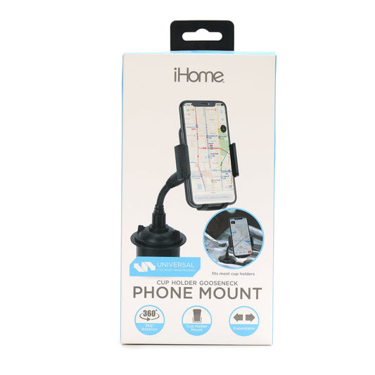 iHome Cup Holder Gooseneck Phone Mount - Black