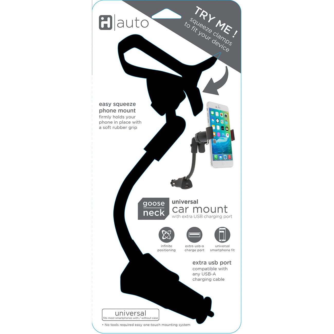 iHome Goose Neck Universal Car Mount - Black