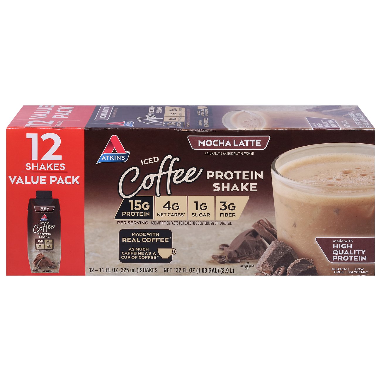 Atkins Iced Coffee 15G Protein Shake 12 pk - Mocha Latte