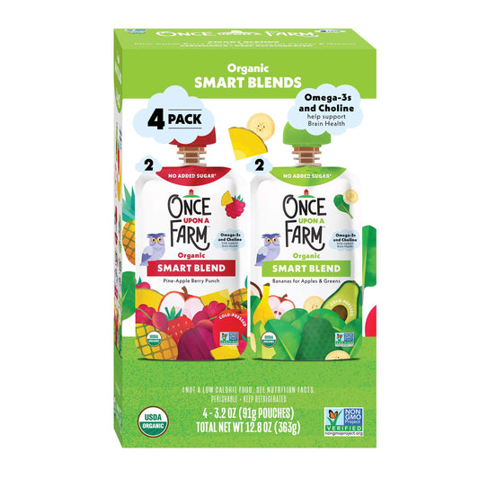 Once Upon a Farm Organic Smart Blend Pouches - Apple Greens & Pine-Apple