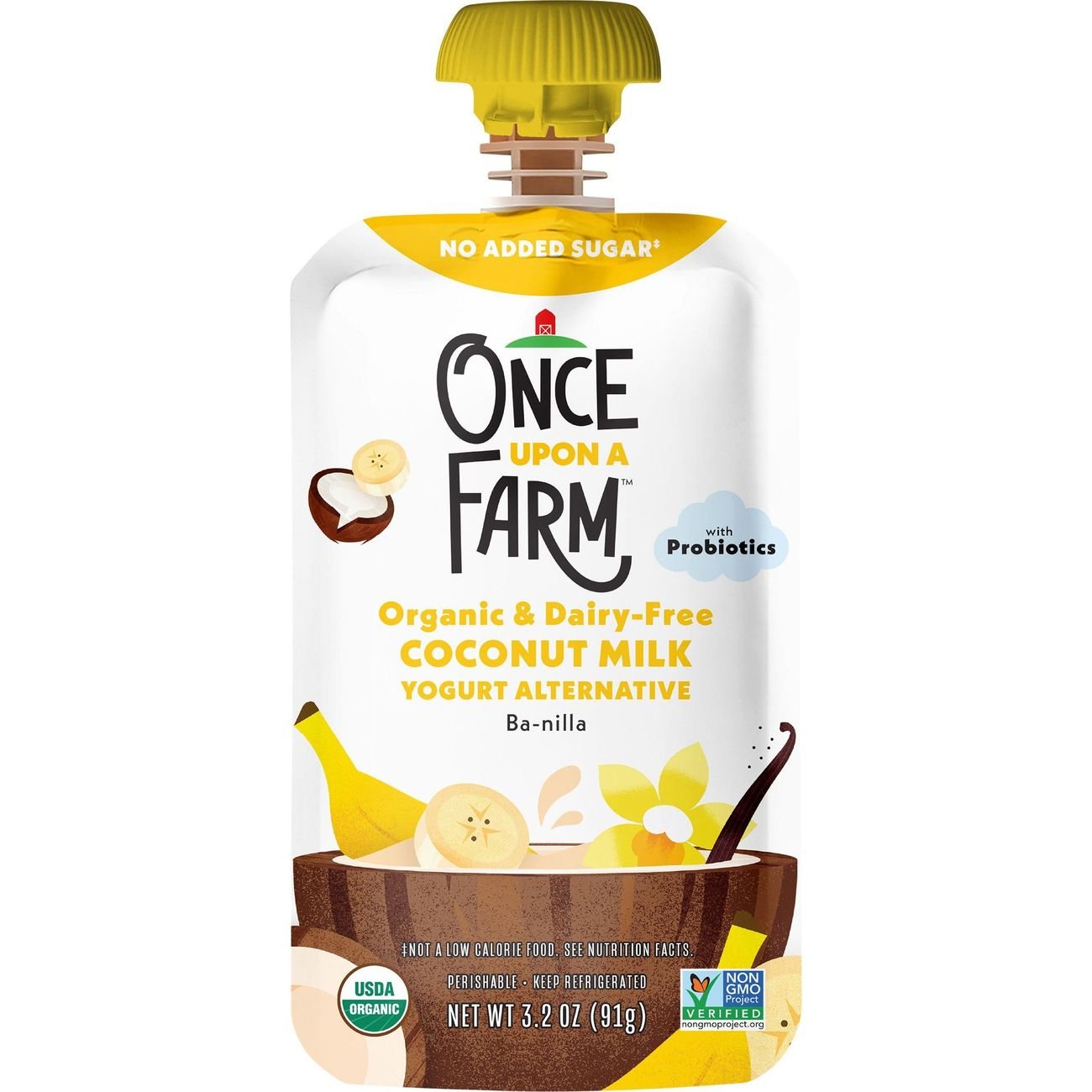 Once Upon a Farm Organic Dairy Free Coconut Milk Yogurt Alternative Pouch - Ba-nilla