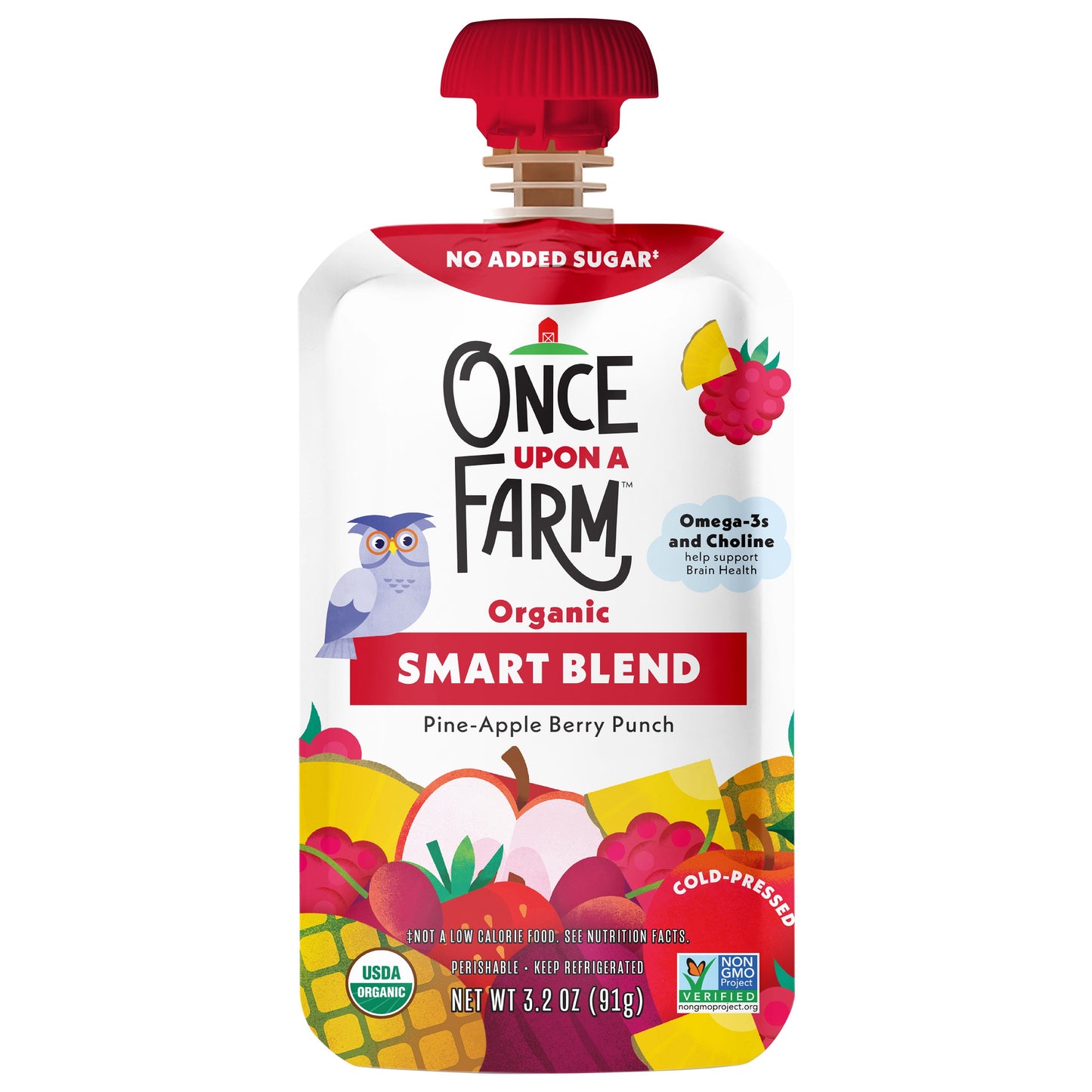 Once Upon a Farm Organic Smart Blend Pouch - Pine-Apple Berry Punch