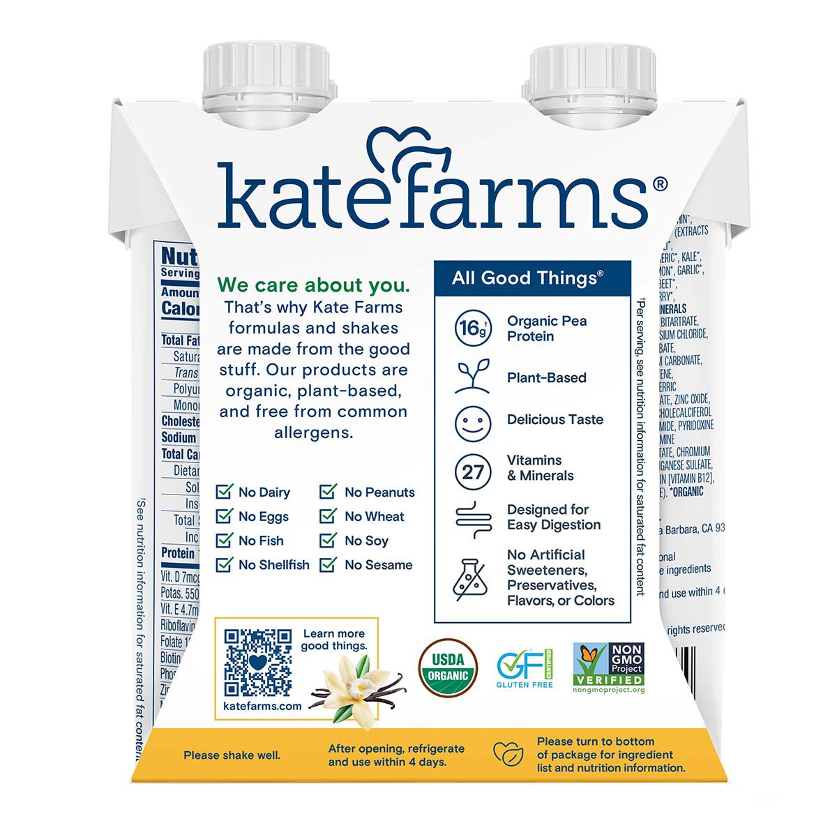 Kate Farms Nutrition Shake 4 pk - Vanilla