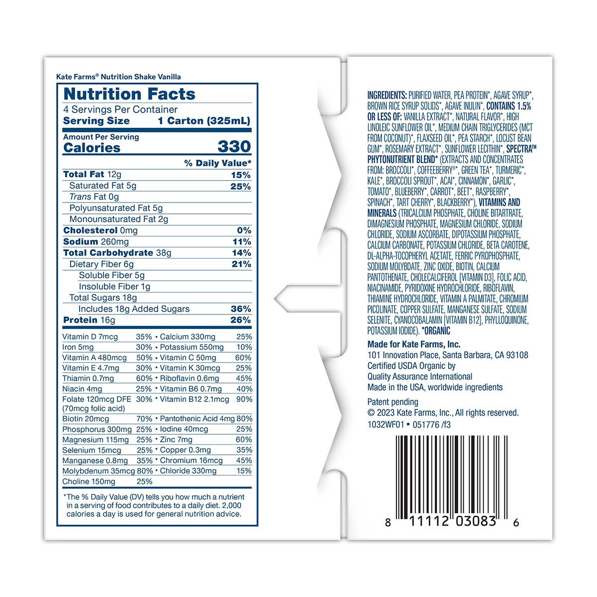 Kate Farms Nutrition Shake 4 pk - Vanilla