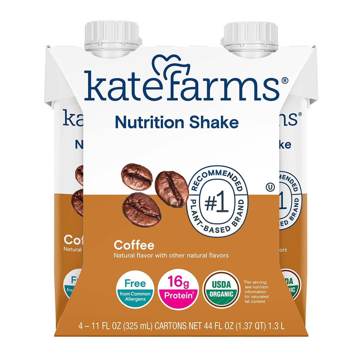 Kate Farms 16g Protein Nutrition Shakes 4 pk Bottles - Coffee