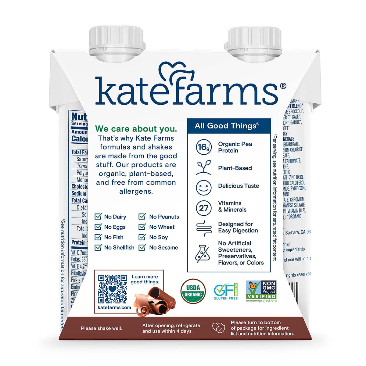 Kate Farms Nutrition Shakes 4 pk - Chocolate