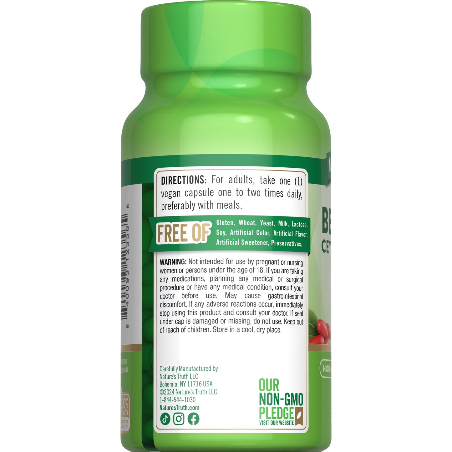 Nature's Truth Berberine Ceylon Cinnamon Complex 2000mg Capsules