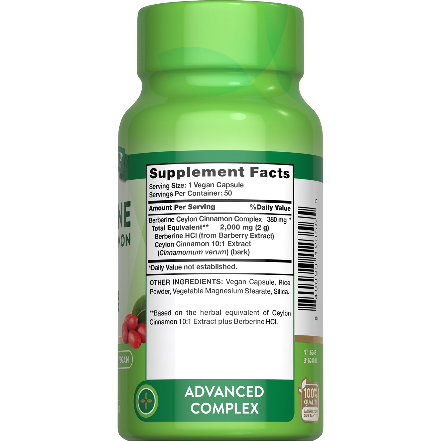 Nature's Truth Berberine Ceylon Cinnamon Complex 2000mg Capsules