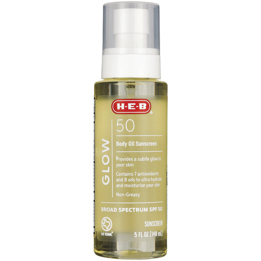 H-E-B Glow Body Oil Oxybenzone-Free Sunscreen - SPF 50